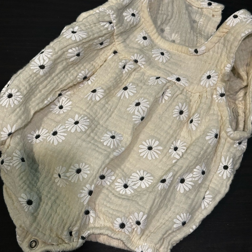 Cream Floral Baby Romper